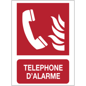 Panneau Picto + Texte Téléphone d'Alarme Incendie - ISO 7010