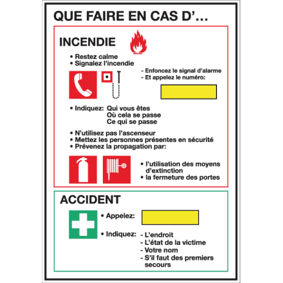 Consignes Que Faire En Cas D'Incendie ou d'Accident