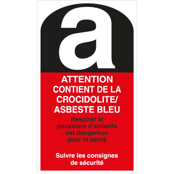 Panneau Attention Contient de la Crocidolite / Asbeste Bleu