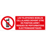 Panneau Téléphones Interdits Risques de Perturbations Électromagnétiques