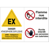 Panneau Danger ATEX Catégorie 2 - Accès et Flamme Nue Interdite