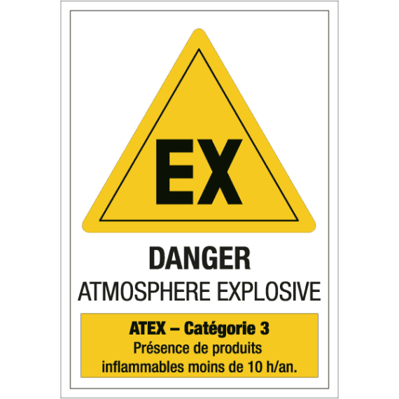 Panneau Danger Atmosphère Explosive (ATEX) - Catégorie 3