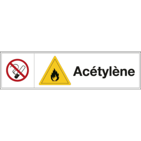 Panneau Danger Acétylène - Interdiction de Fumer