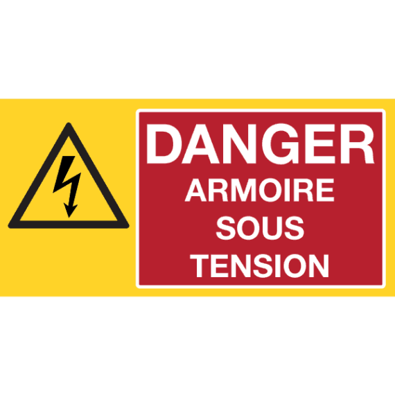 Panneau Picto + Texte - Danger - Armoire Sous Tension