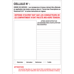 Panneau Consignes de Sécurité - Cellule N° - Défense d'Ouvrir