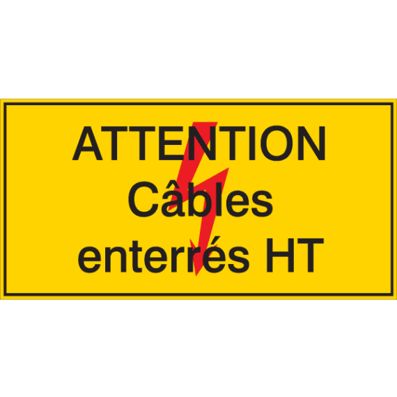 Panneau Flèche Danger - Attention Câbles Enterrés HT | Danger Électrique