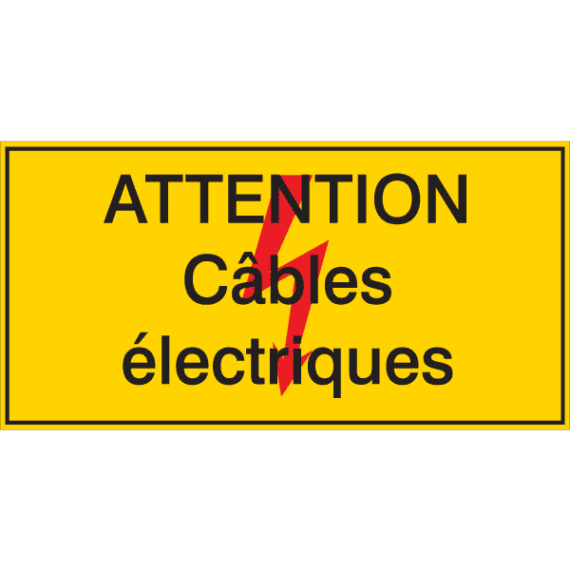 Panneau Flèche danger - Attention Câbles Électriques