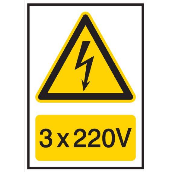 Panneau 3x220V - Flèche Danger Électrique