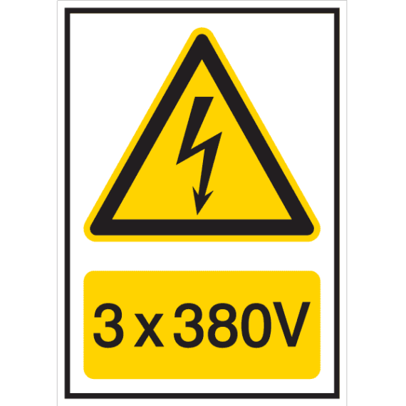 Panneau 3x380V - Flèche Danger Électrique