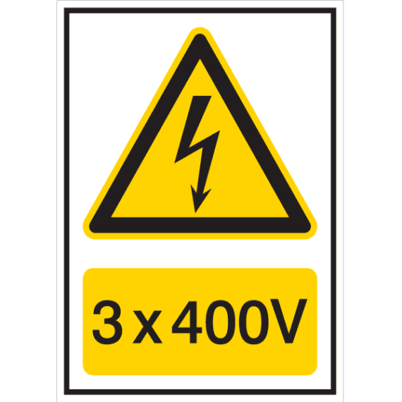 Panneau 3x400V - Flèche Danger Électrique