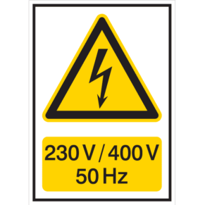 Panneau 230V / 400V 50Hz - Flèche Danger Électrique