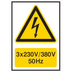 Panneau 3x230V / 380V 50Hz - Flèche Danger Électrique