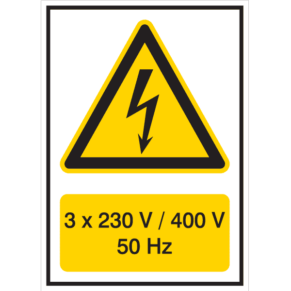 Panneau 3x230V / 400V 50Hz - Flèche Danger Électrique