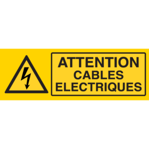 Panneau Attention Câbles Électriques - Flèche Danger Électrique