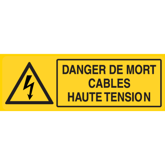 Panneau Danger de Mort - Câbles Haute Tension - Flèche Danger Électrique