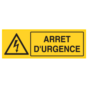 Panneau Arrêt d'Urgence - Flèche Danger Électrique