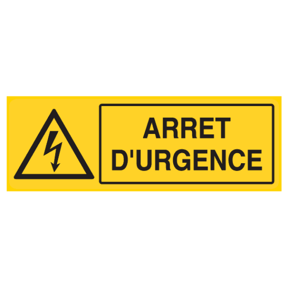 Panneau Arrêt d'Urgence - Flèche Danger Électrique