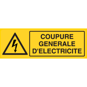 Panneau Coupure Générale d'Électricité - Flèche Danger Électrique