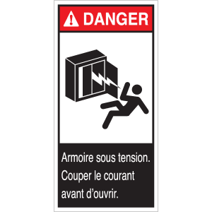 Panneau Danger + Picto Armoire Sous Tension - Couper le Courant Avant d'Ouvrir