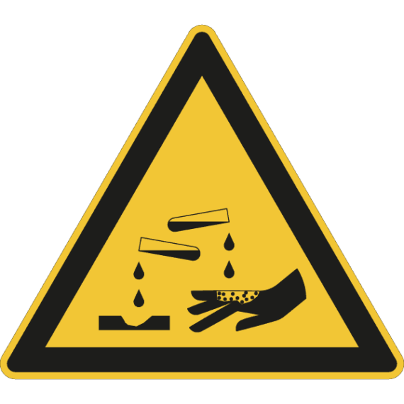 Panneau Danger Substances Corrosives ISO 7010 - W023
