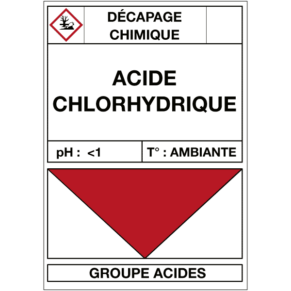 Étiquette Cuve Décapage Acide Chlorhydrique