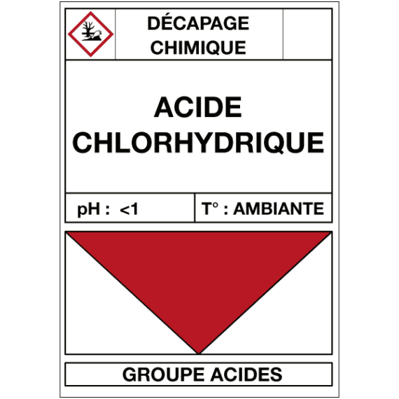 Étiquette Cuve Décapage Acide Chlorhydrique