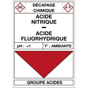 Étiquette Cuve Décapage Acide Nitrique / Fluorhydrique