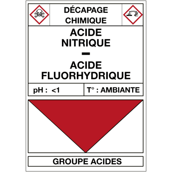 Étiquette Cuve Décapage Acide Nitrique / Fluorhydrique