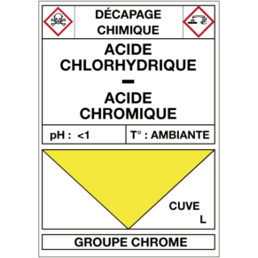 Étiquette Cuve Décapage Acide Chlorhydrique / Chromique