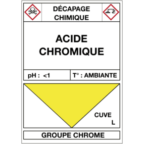 Étiquette Cuve Décapage Acide Chromique