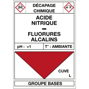 Étiquette Cuve Décapage Acide Nitrique / Fluorures Alcalins
