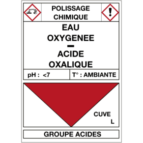 Étiquette Cuve Polissage Chimique Eau Oxygénée / Acide Oxalique