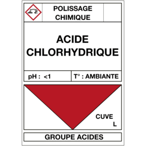 Étiquette Cuve Polissage Chimique Acide Chlorhydrique