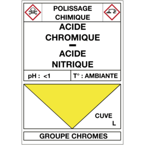 Étiquette Cuve Polissage Chimique Acide Chromique / Acide Nitrique