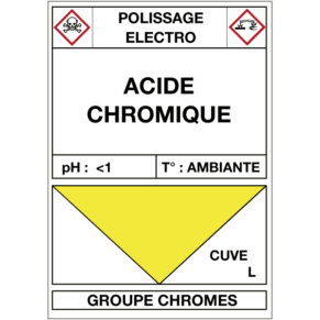 Étiquette Cuve Polissage Électro Acide Chromique
