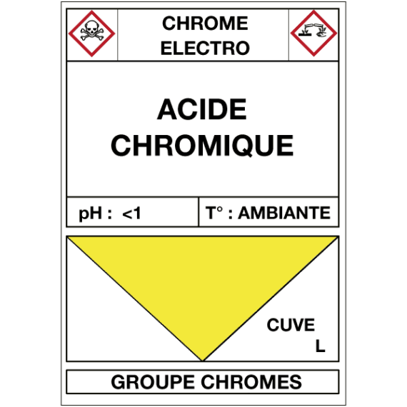 Étiquette Cuve Chrome Électro Acide Chromique
