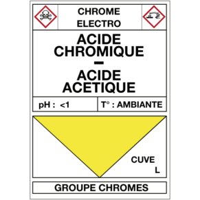 Étiquette Cuve Chrome Électro Acide Chromique / Acide Acétique