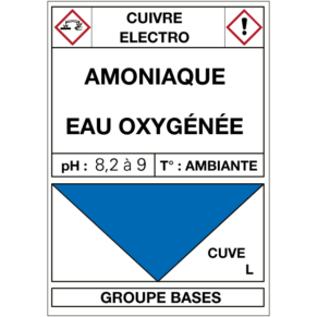 Étiquette Cuve Cuivre Électro Ammoniaque / Eau Oxygénée