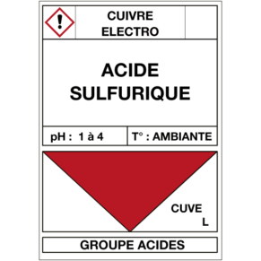 Étiquette Cuve Cuivre Électro Acide Sulfurique