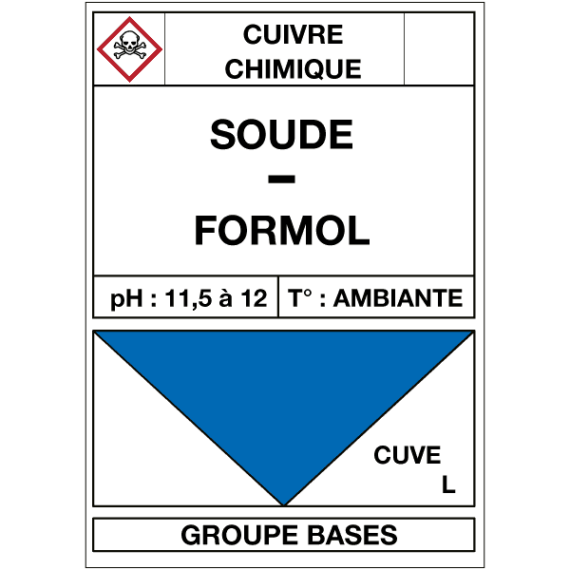 Étiquette Cuve Cuivre Chimique Soude / Formol