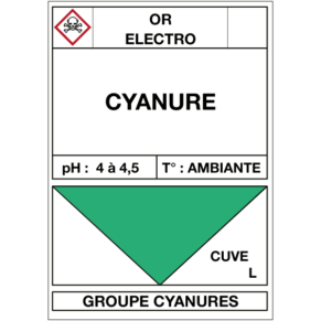Étiquette Cuve Or Électro Cyanure