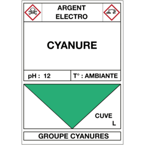 Étiquette Cuve Argent Électro Cyanure