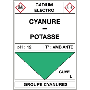 Étiquette Cuve Cadium Électro Cyanure / Potasse