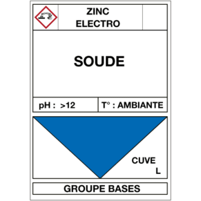 Étiquette Cuve Zinc Électro Soude