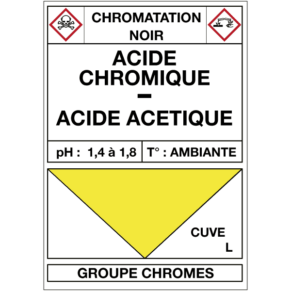 Étiquette Cuve Chromatation Noir Acide Chromique / Acide Acétique