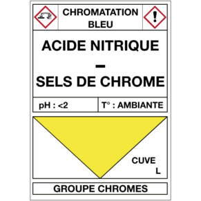 Étiquette Cuve Chromatation Bleu Acide Nitrique / Sels de Chrome