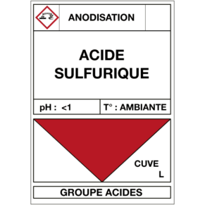 Étiquette Cuve Anodisation Acide Sulfurique