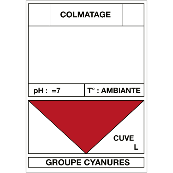 Étiquette Cuve Colmatage