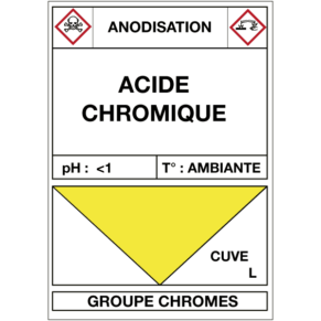 Étiquette Cuve Anodisation Acide Chromique