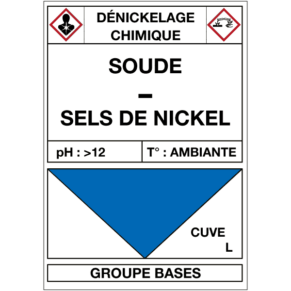 Étiquette Cuve Dénickelage Chimique Soude / Sels de Nickel